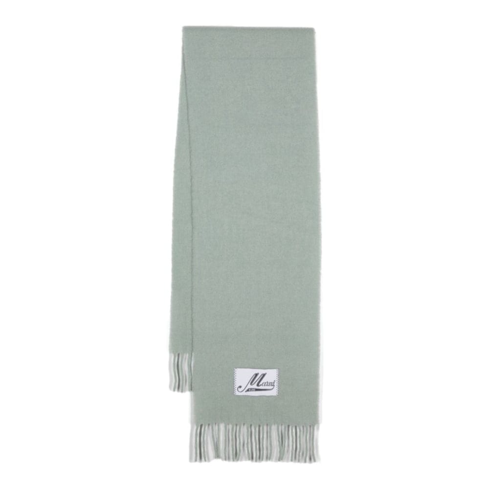Marni - Écharpe en laine 'Logo-Patch Fringed'