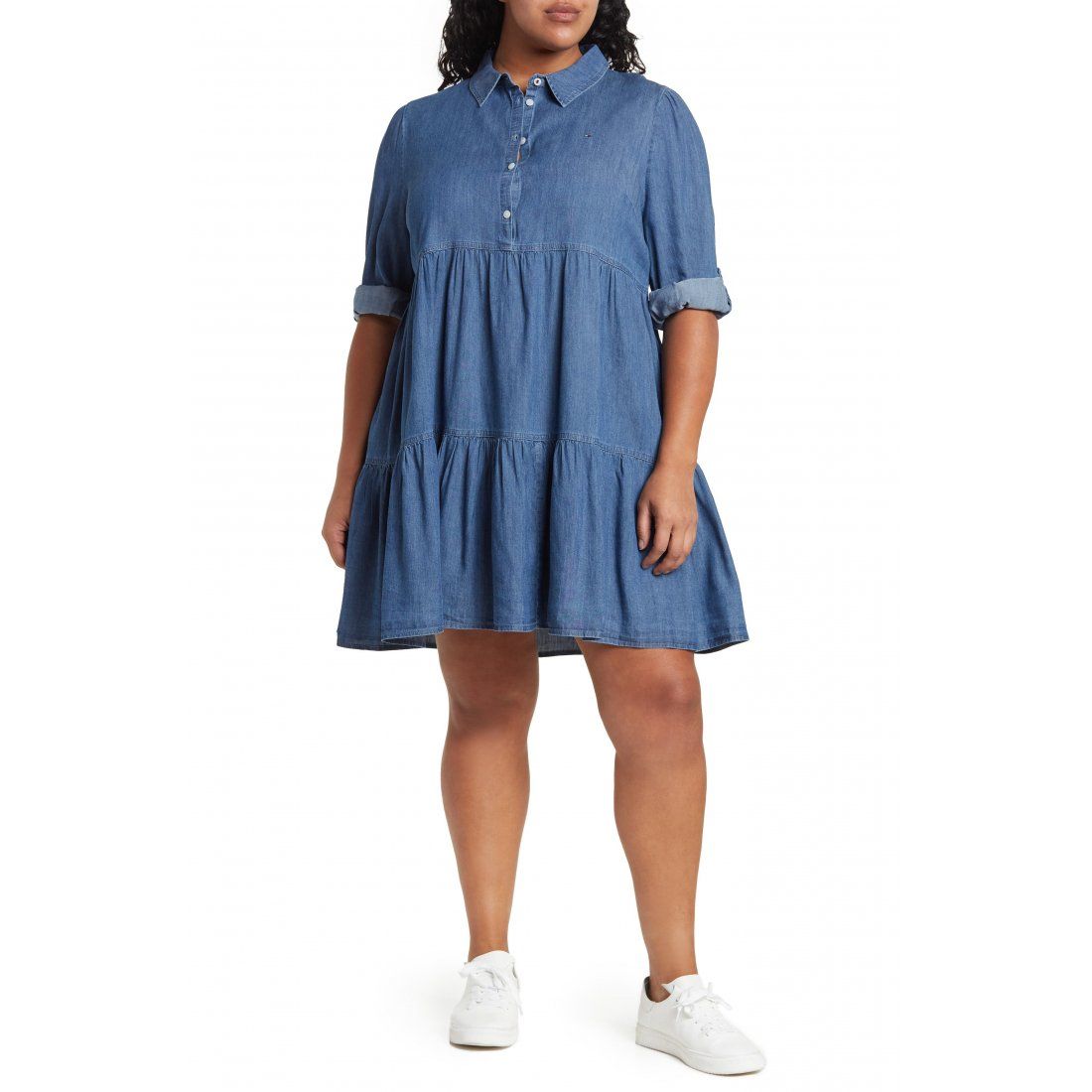 Tommy hilfiger - Robe chemise 'Ruffle Hem Chambray' pour Femmes