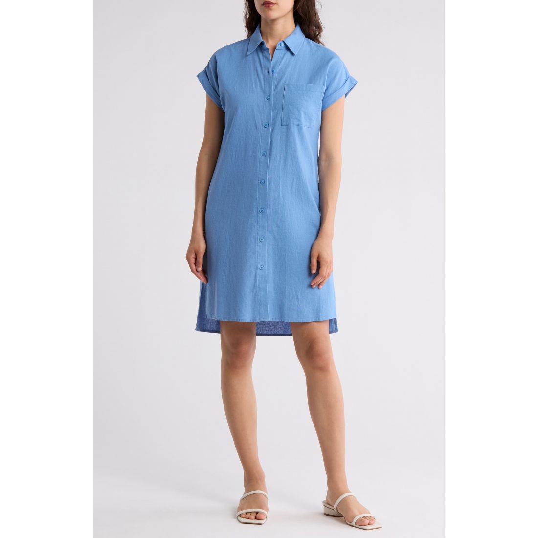 Calvin klein - Robe chemise 'Short Sleeve Linen Blend' pour Femmes