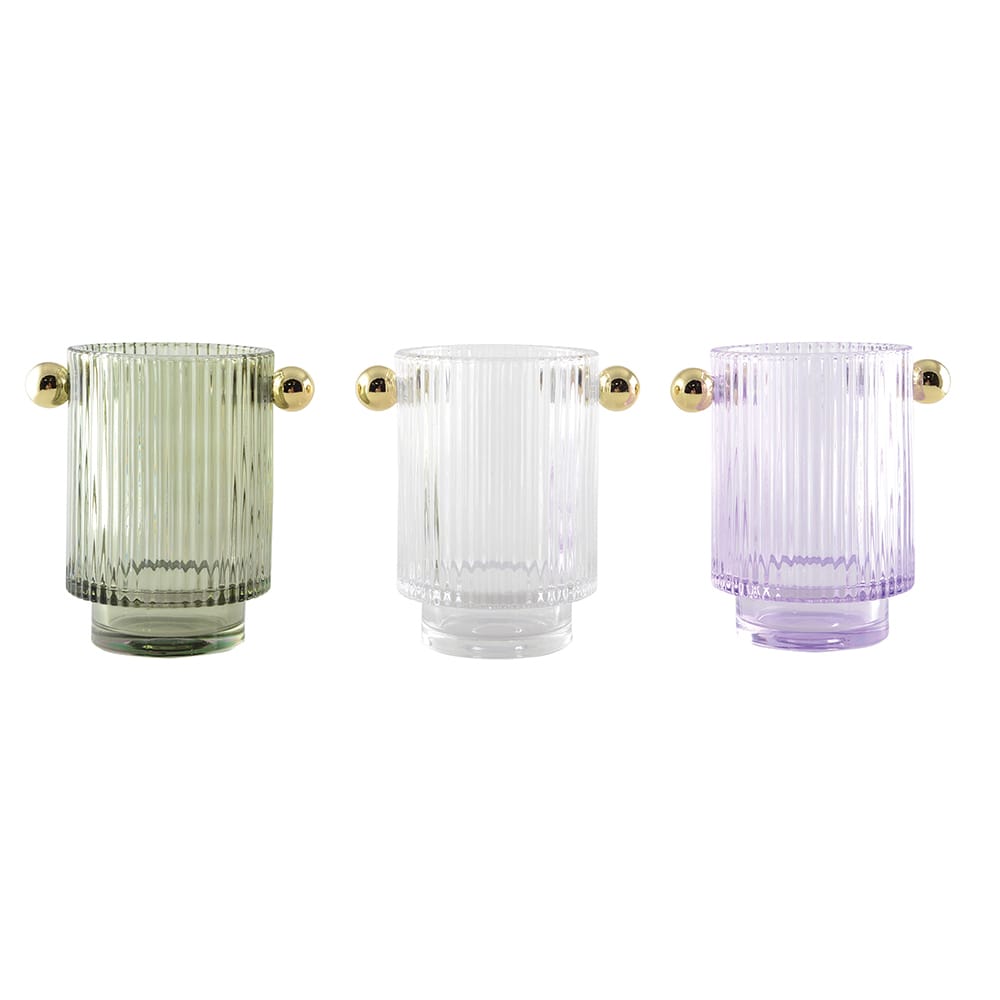Aulica - Bougeoirs 3 Couleurs - 8.8 x 12.5 x 13 cm - Lot De 3