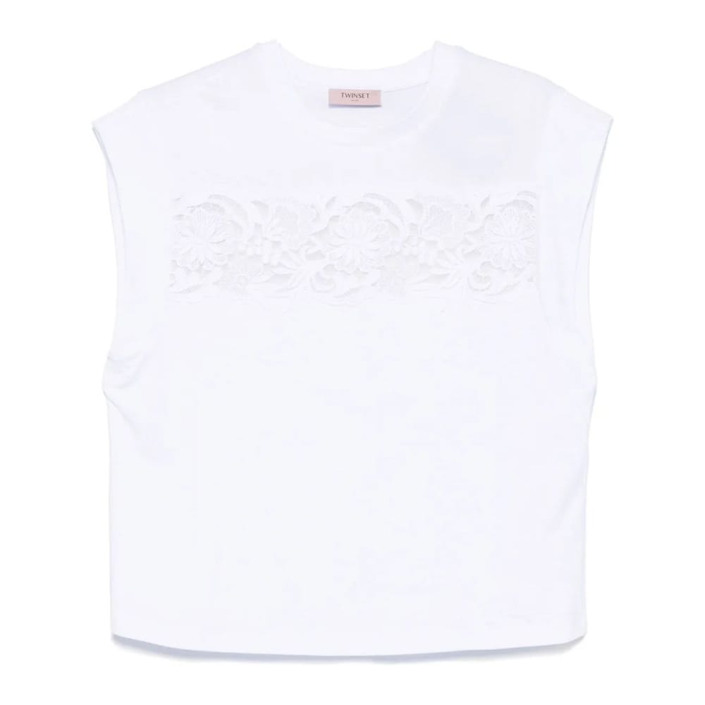 Twin set - T-Shirt sans manches 'Lace-Detail' pour Femmes