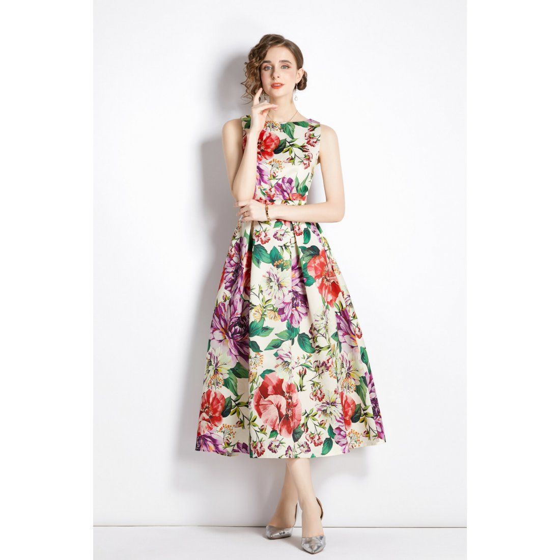 Dza - Robe A-line 'Sleeveless High-Waisted Structured Tailoring' pour Femmes