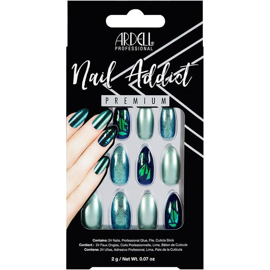 Ardell - Faux Ongles 'Nail Addict' - Green Glitter Chrome 24 Pièces
