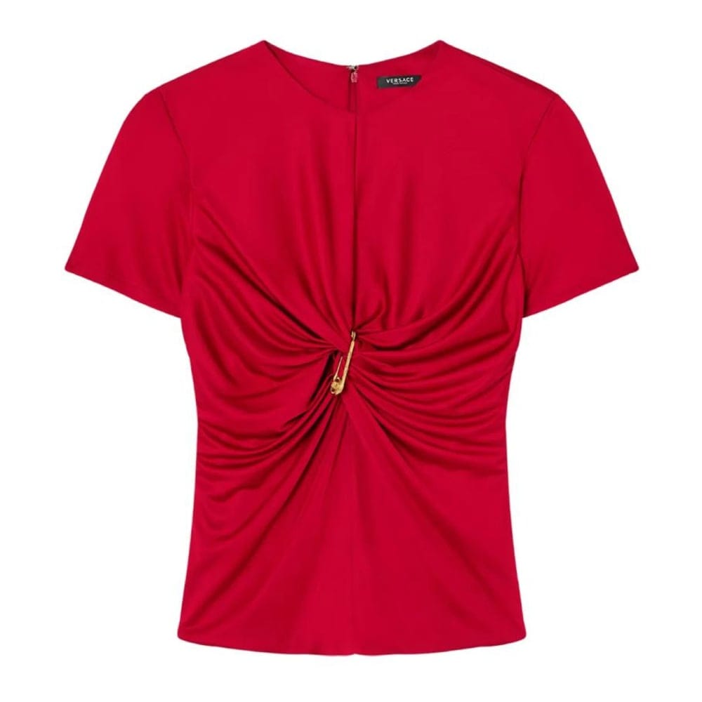 Versace - Top à manches courtes 'Medusa Safety Pin Gathered' pour Femmes