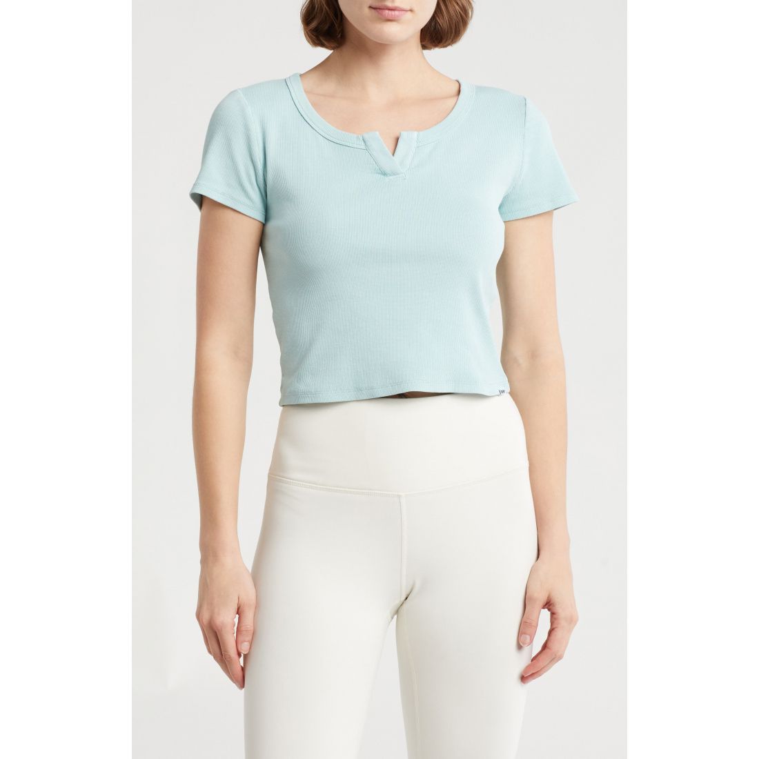 Dkny - T-shirt 'Split Neck Rib Knit' pour Femmes