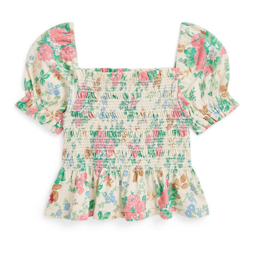 Polo ralph lauren - 'Floral Smocked Jersey Peplum Top' pour Bambins & petites filles