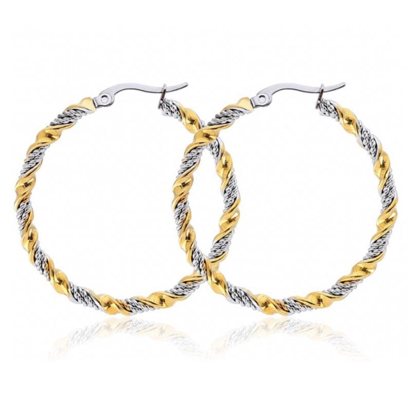 Liv oliver - Boucles d'oreilles 'Two Tone Textured Hoop' pour Femmes
