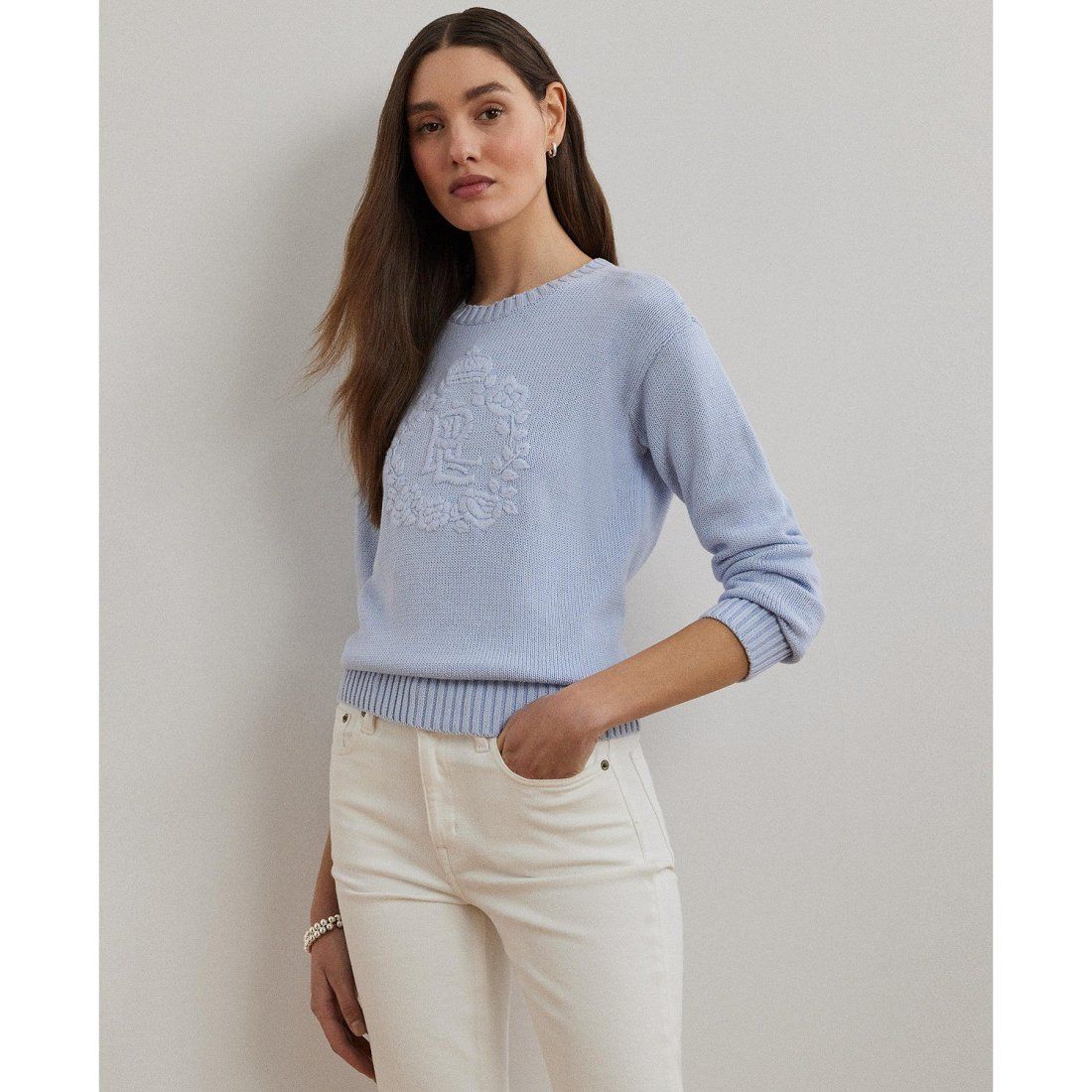 Lauren ralph lauren - "Pull 'Floral-Logo Combed Cotton' pour Femmes"