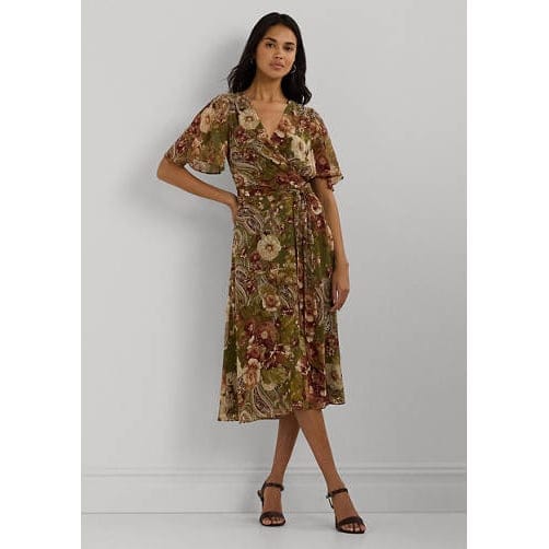 Lauren ralph lauren - 'Floral Belted Crinkle Georgette Dress' pour Femmes