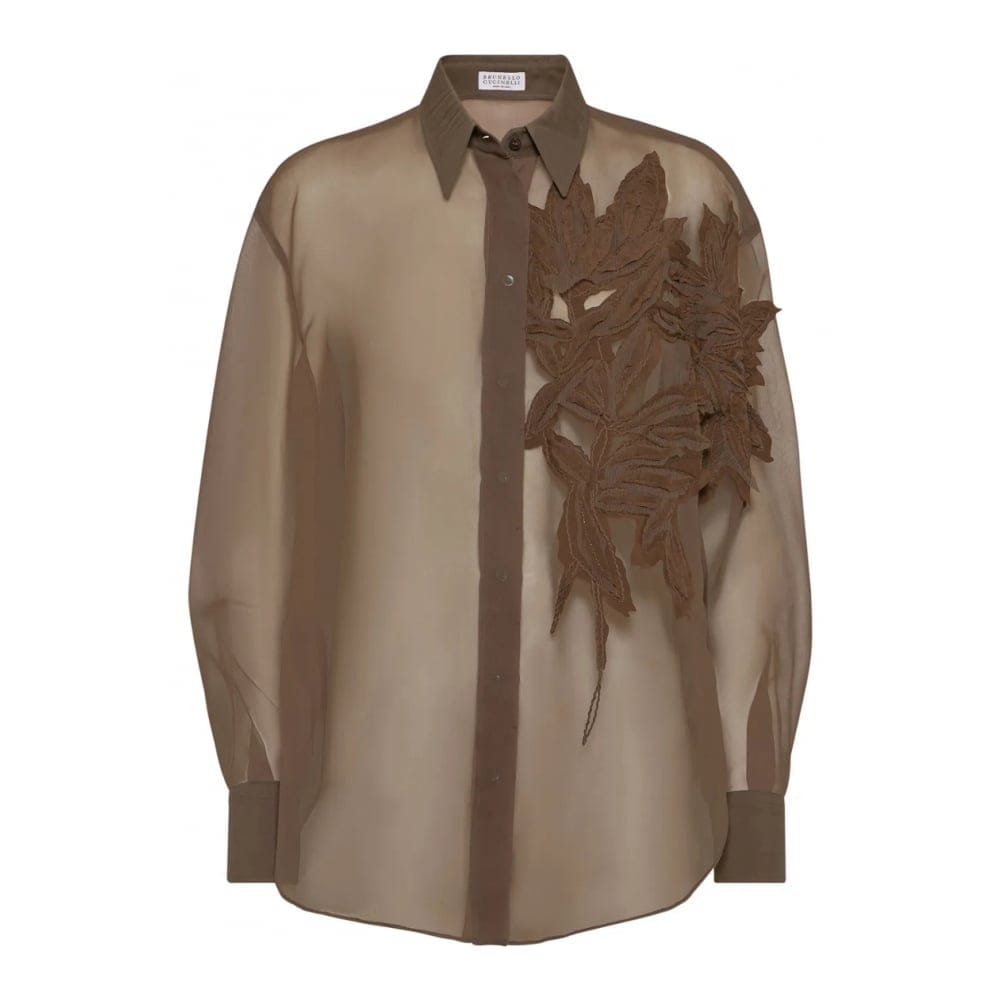Brunello cucinelli - Chemise 'Leaf-Appliqué' pour Femmes