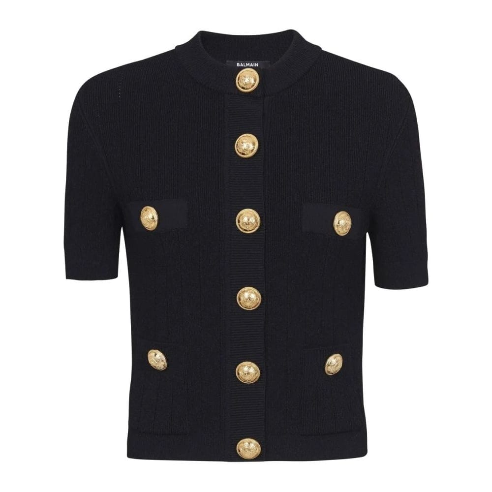 Balmain - Cardigan à manches courtes 'Embossed-Button' pour Femmes
