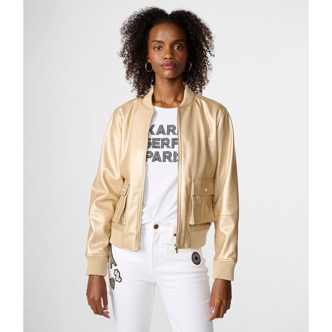 Karl Lagerfeld - Blouson bomber 'Collarless' pour Femmes