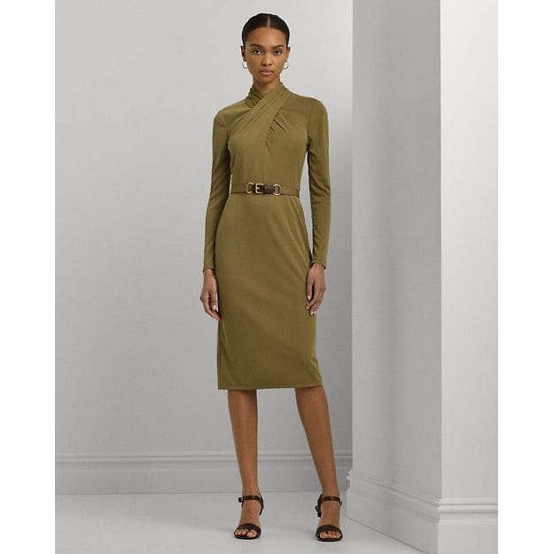 Polo ralph lauren - 'Belted Mockneck Jersey Dress' pour Femmes