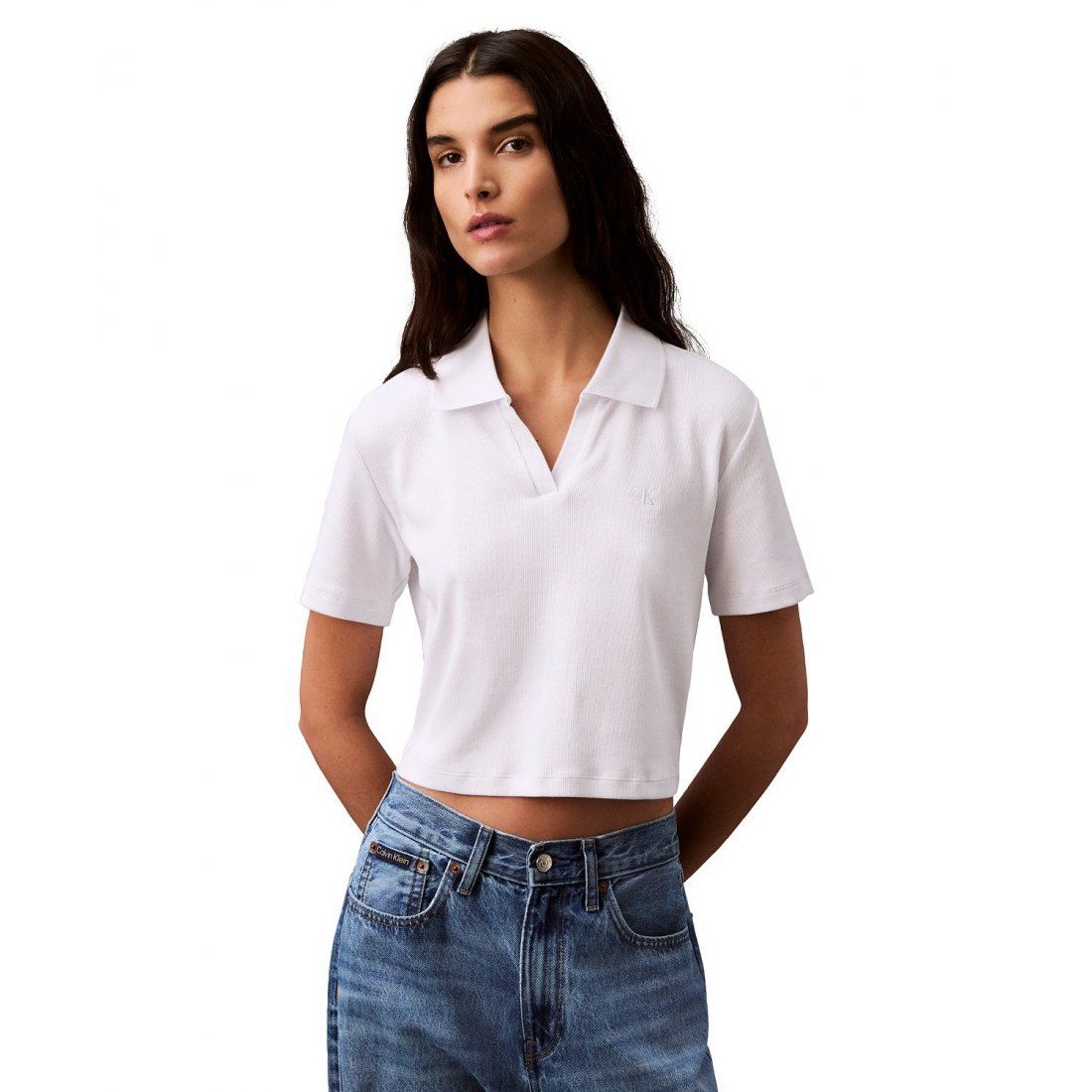 Calvin klein jeans - Femmes's 'Ribbed Monogram-Logo' Polo