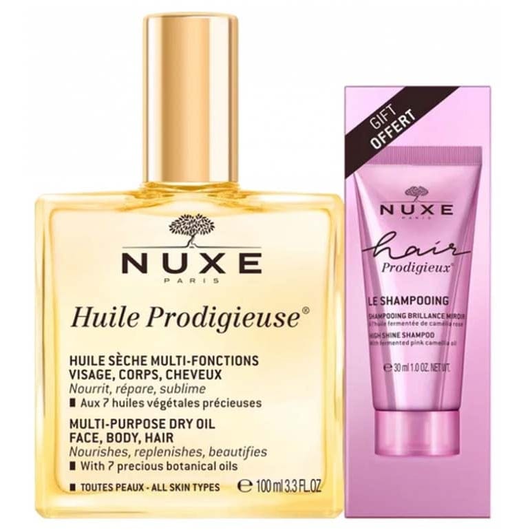 Nuxe - Huile Prodigieuse® + Hair Prodigieux® Le Shampoing Brillance Miroir - 2 Pièces