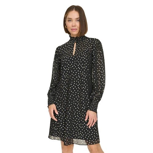 Tommy hilfiger - Robe droite 'Keyhole Smocked Neck and Cuff Chiffon' pour Femmes