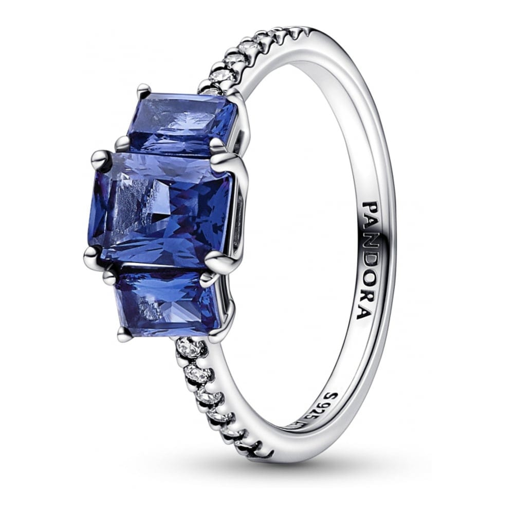 Pandora - Bague 'Blue Rectangular Three Stone Sparkling' pour Femmes