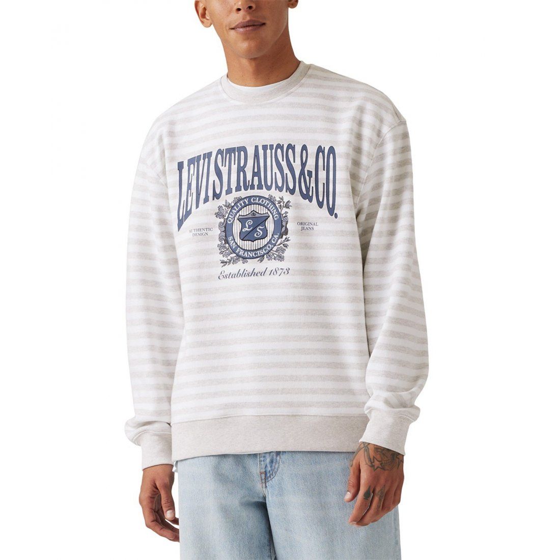 Levi's - Sweatshirt 'Relaxed Fit Logo Graphic Striped Crewneck' pour Hommes