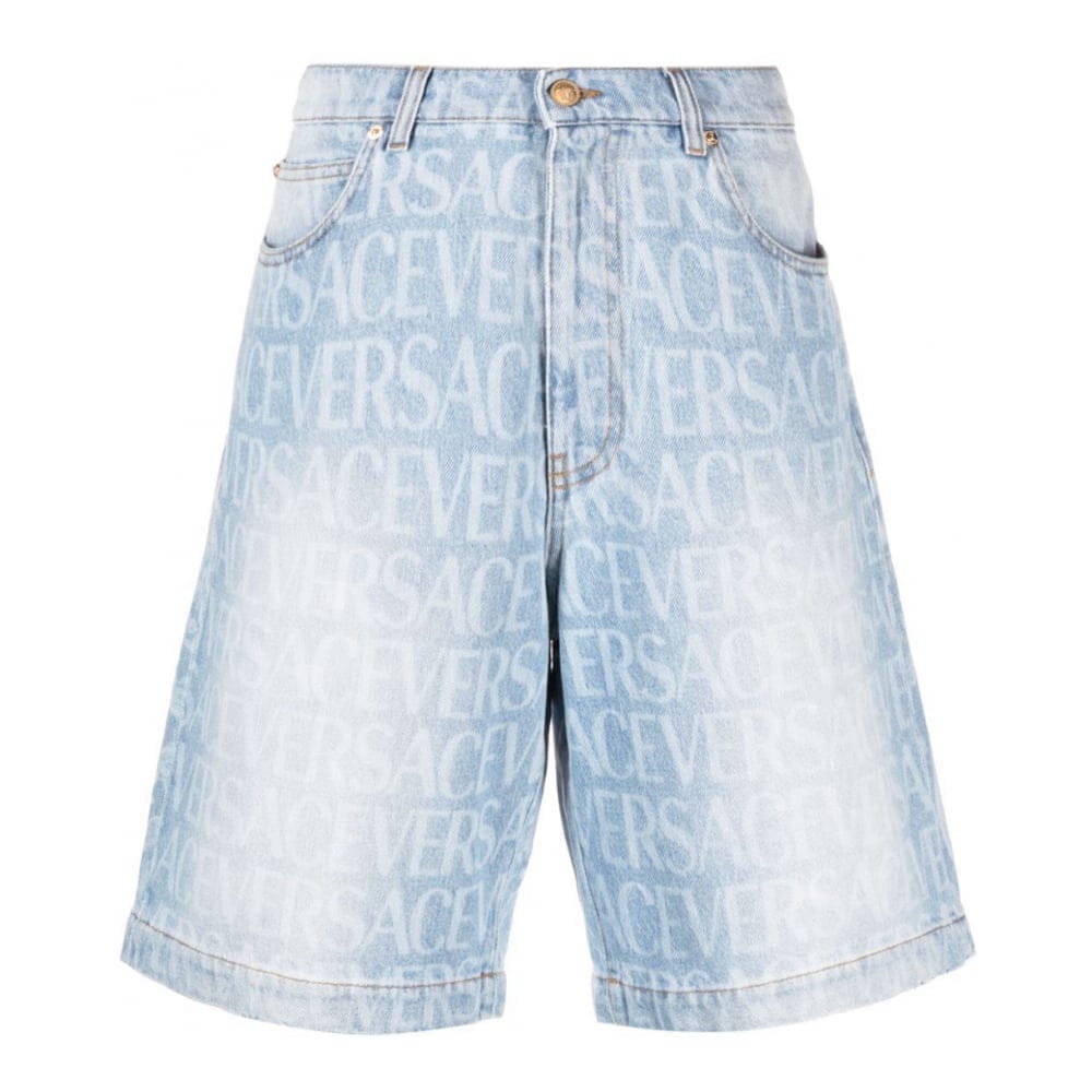 Versace - Short en jean 'Logo' pour Hommes