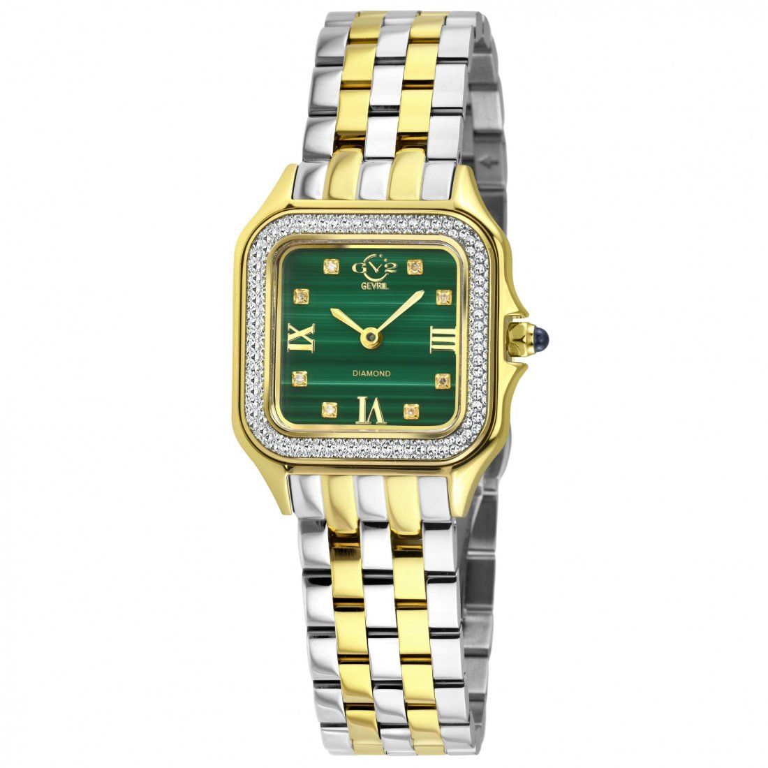 Gevril - Women's Milan Malachite Dial, Two Toned Ss/IPYG  Bracelet Watch