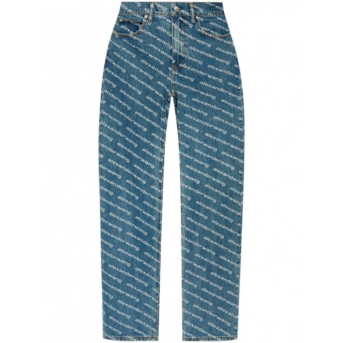 Alexander wang - Pantalon 'Logo Print Sequined Mid-Rise Straight Leg' pour Femmes