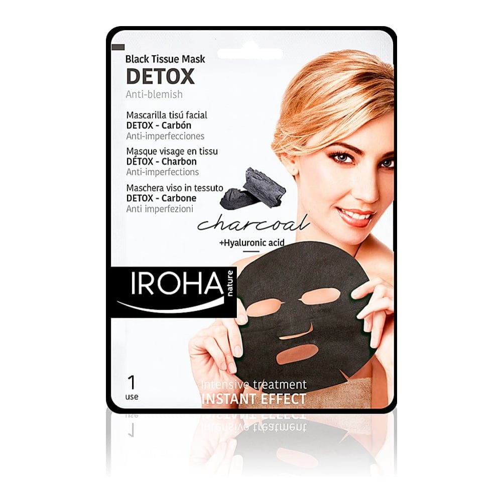 Iroha - Masque visage en tissu 'Detox Charcoal Black'
