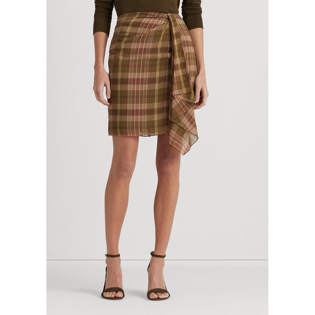 Lauren ralph lauren - 'Plaid Ruffle-Trim Georgette Skirt' pour Femmes
