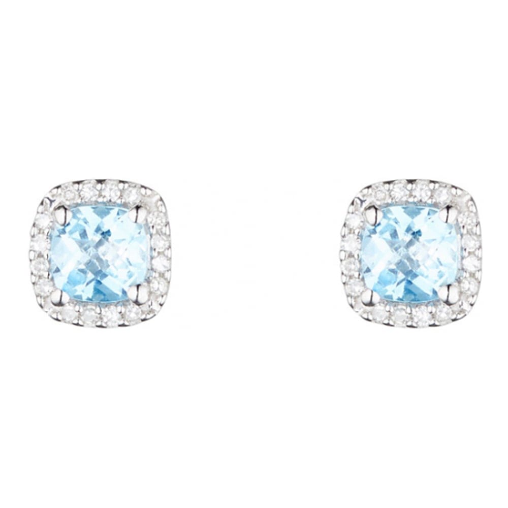 Diamanta - Boucles d'oreilles 'Popi Coussin Topaze Bleue' pour Femmes