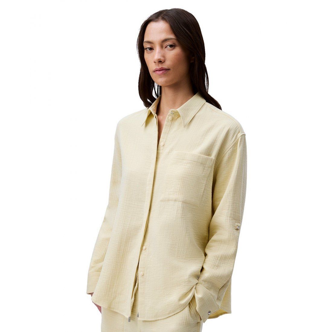 Calvin klein jeans - Femmes's 'Double Gauze Roll-Tab-Sleeve Button-Down' Chemise