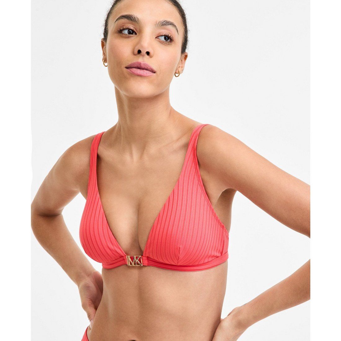 Michael kors - Haut de bikini 'Ribbed Hardware V-Neck' pour Femmes