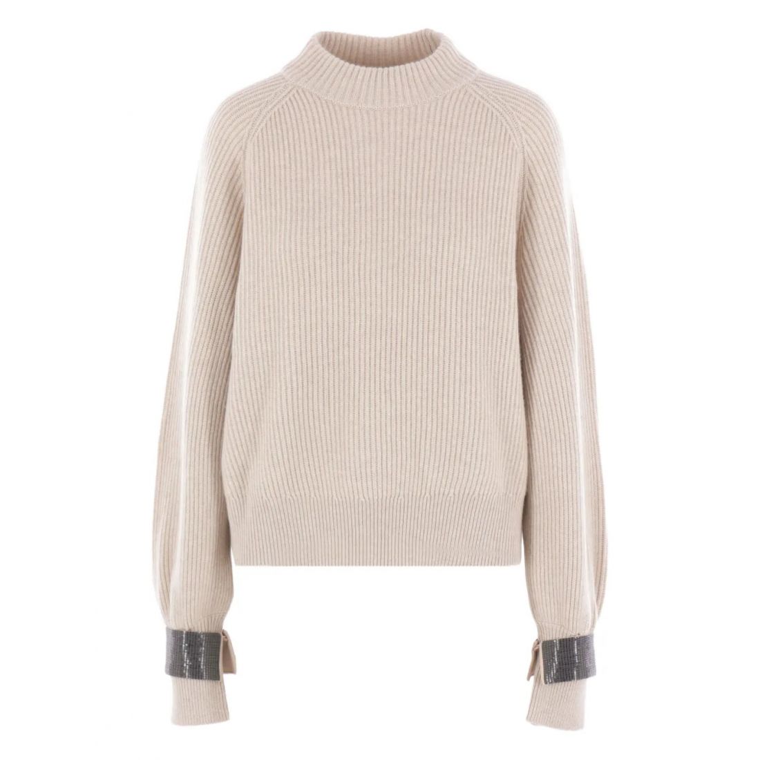 Brunello cucinelli - Pull 'Ribbed Embellished-Cuff' pour Femmes