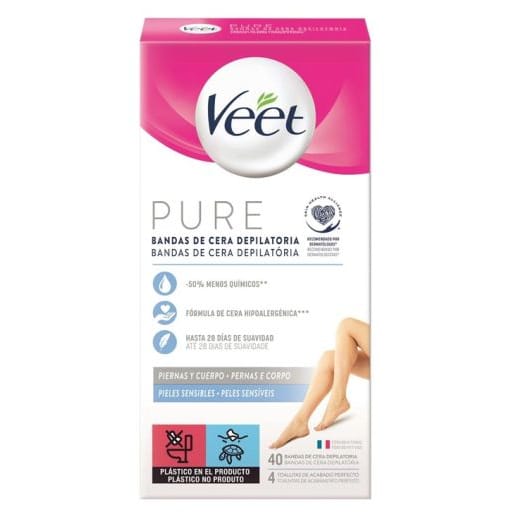 Veet - Bandes de cire 'Pure' - 40 Pièces