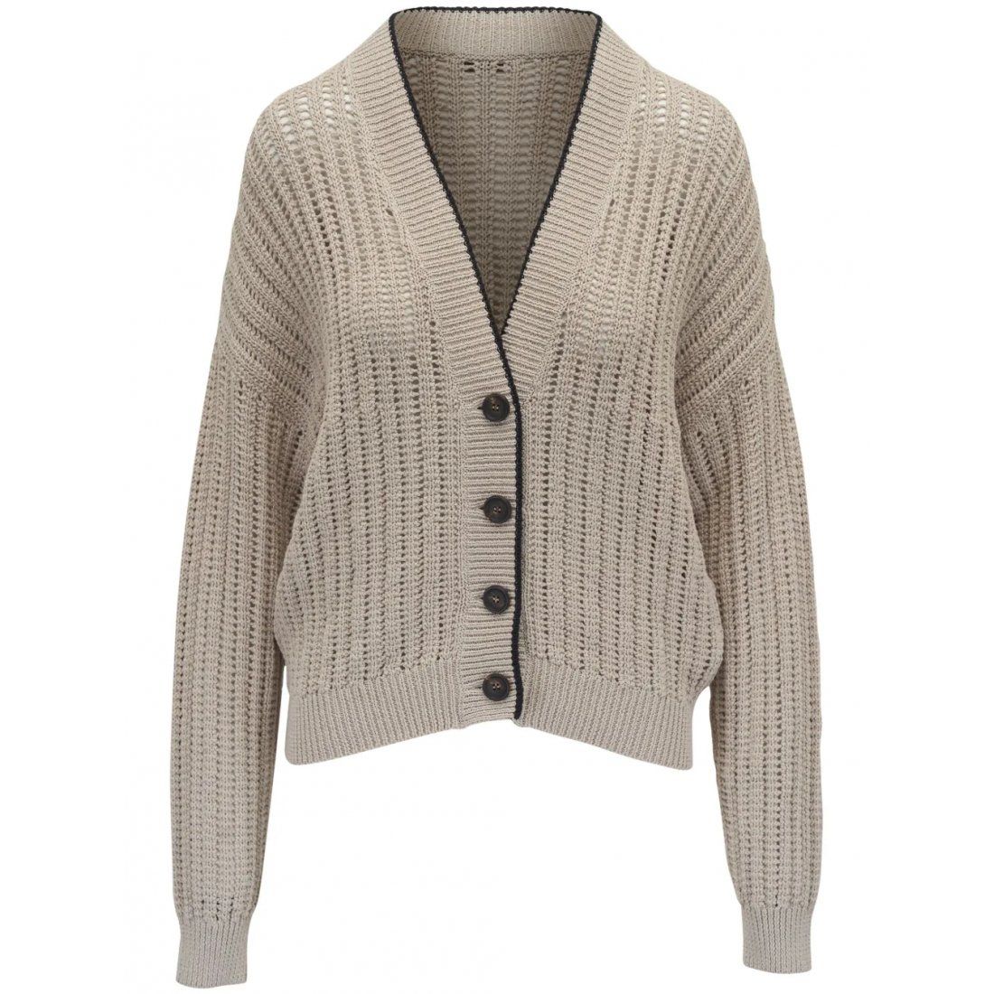 Brunello cucinelli - Cardigan 'Contrast-Trim' pour Femmes