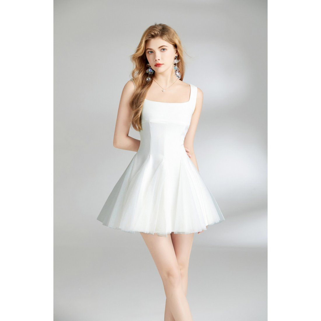 Dza - Robe maxi 'Elegant Fairy-Inspired Spaghetti Straps Tulle' pour Femmes