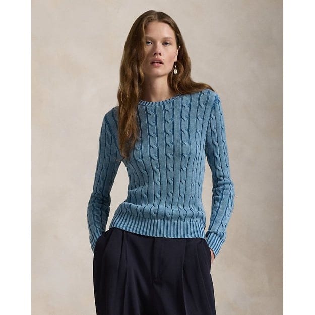 Polo ralph lauren - 'Elbow-Patch Cable-Knit Cotton Sweater' pour Femmes
