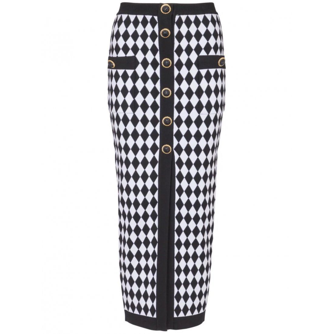 Balmain - "Jupe Midi 'Diamond-Intarsia Knitted' pour Femmes"