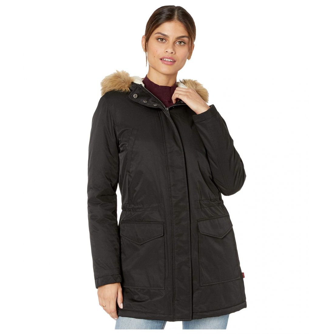 Levi's - Parka 'Coated Cotton Parka with Sherpa and Faux Fur Hood' pour Femmes
