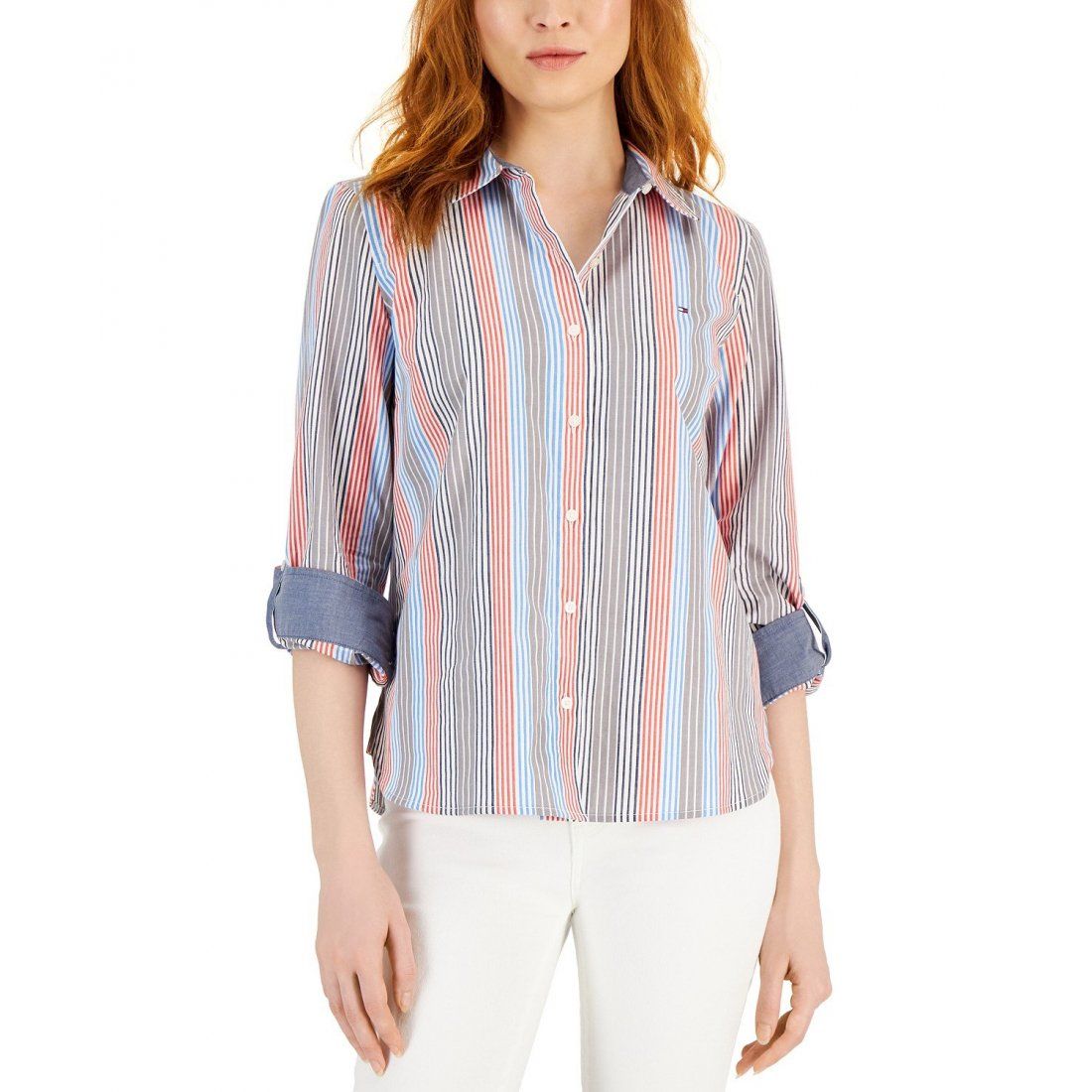 Tommy Hilfiger - Chemise 'Striped Roll Tab Button Up' pour Femmes