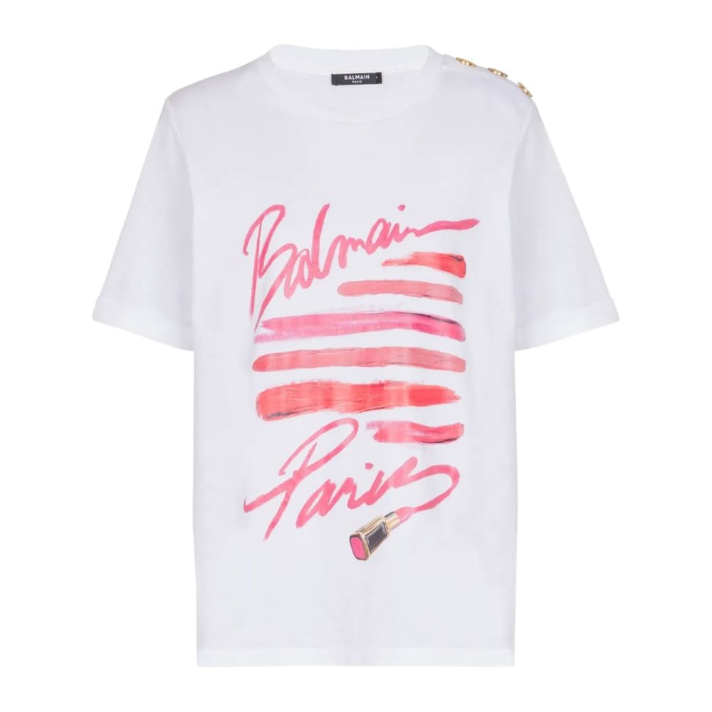 Balmain - T-shirt 'Lipstick-Print' pour Femmes