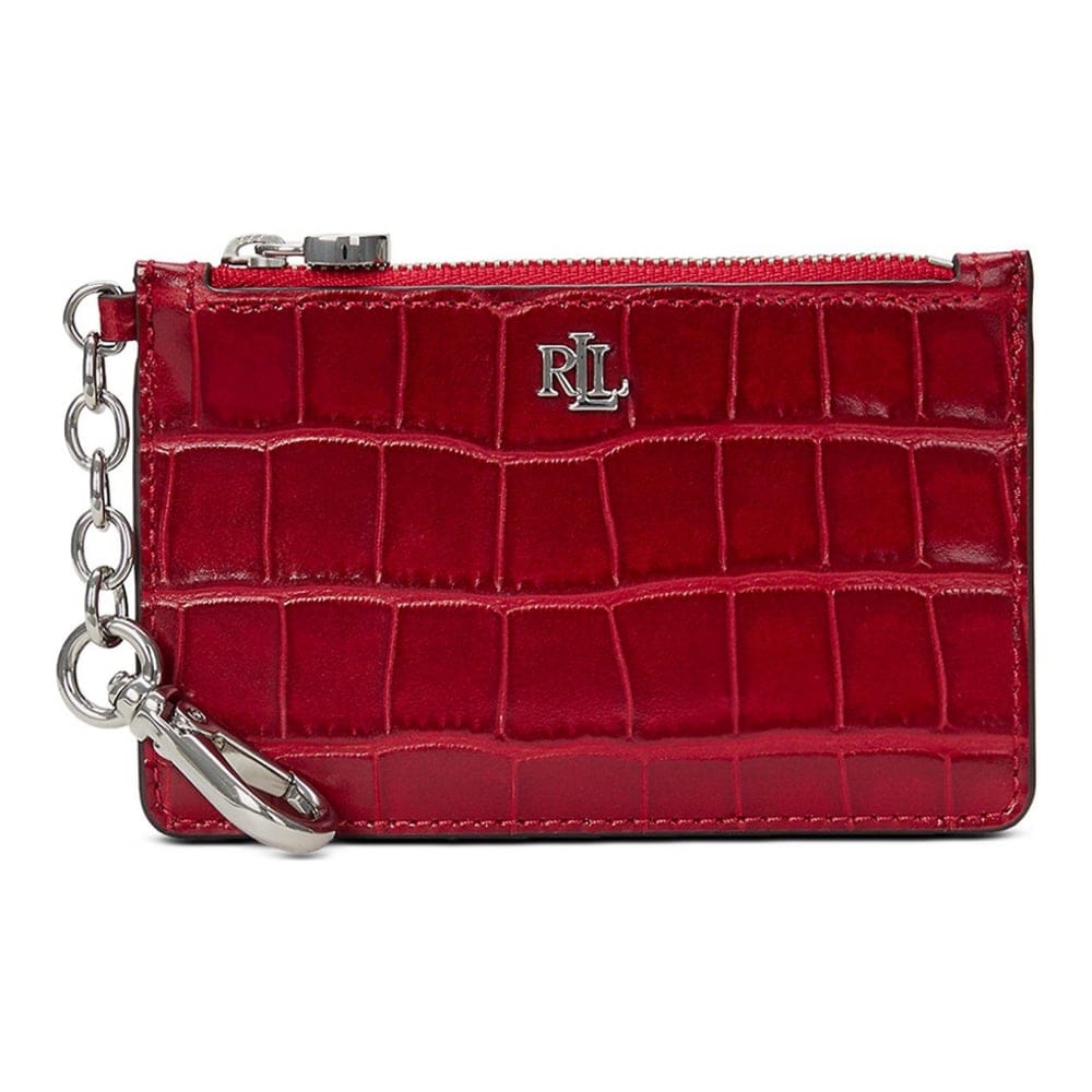 Lauren ralph lauren - 'Croc-Embossed Leather Zip Card Case' pour Femmes