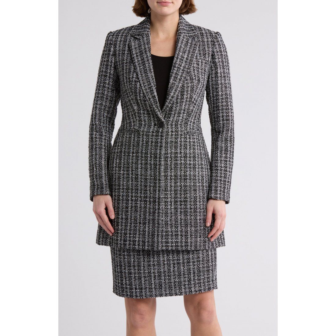 Calvin klein - 'Tweed Bouclé Long Blazer' pour Femmes