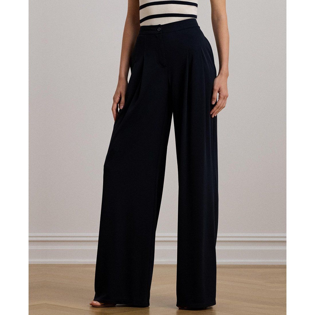Lauren ralph lauren - 'Pleated Stretch Jersey Wide-Leg Pants, Regular & Petite' pour Femmes