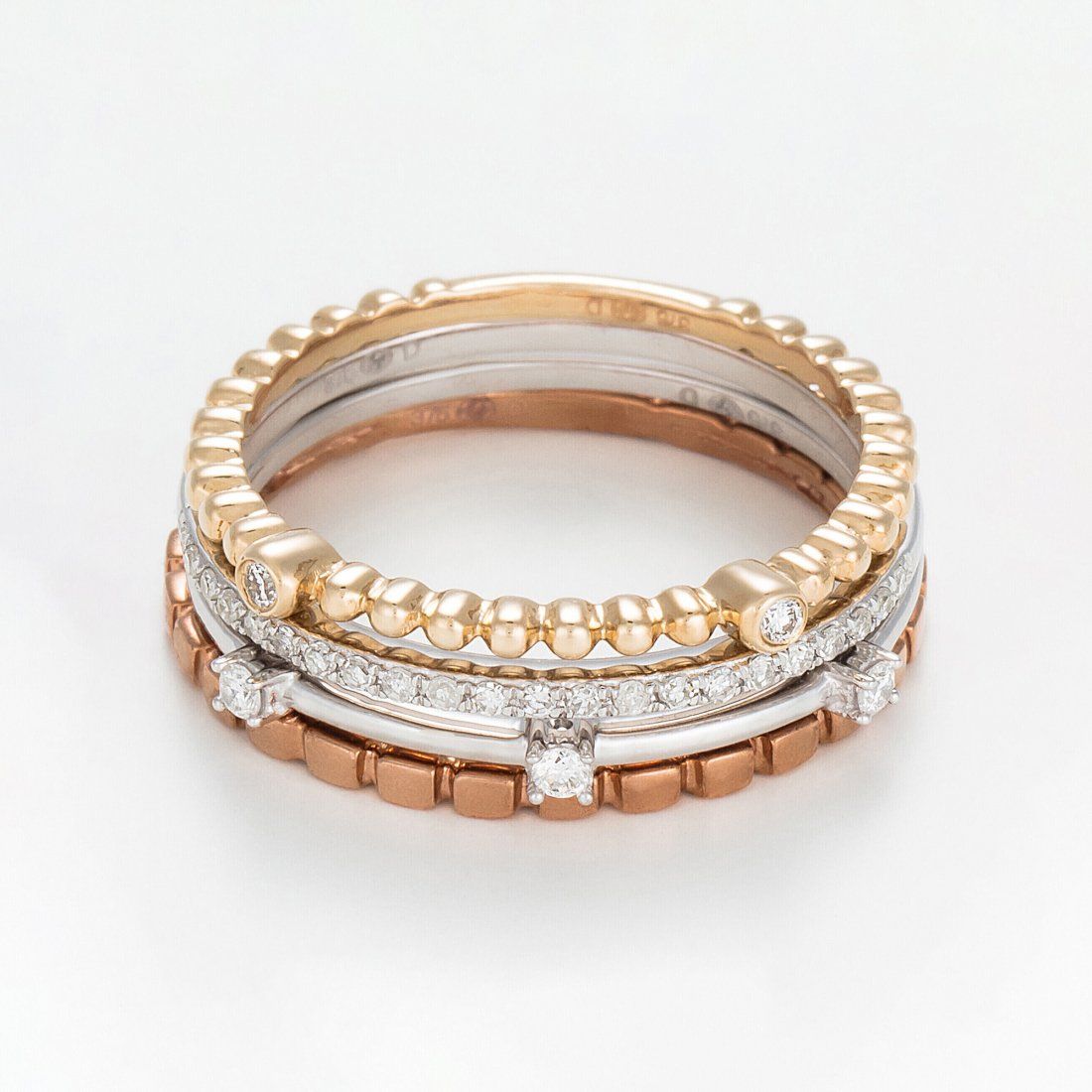 Diamanta - Set de bagues 'Harmonie' pour Femmes - 4 Pièces