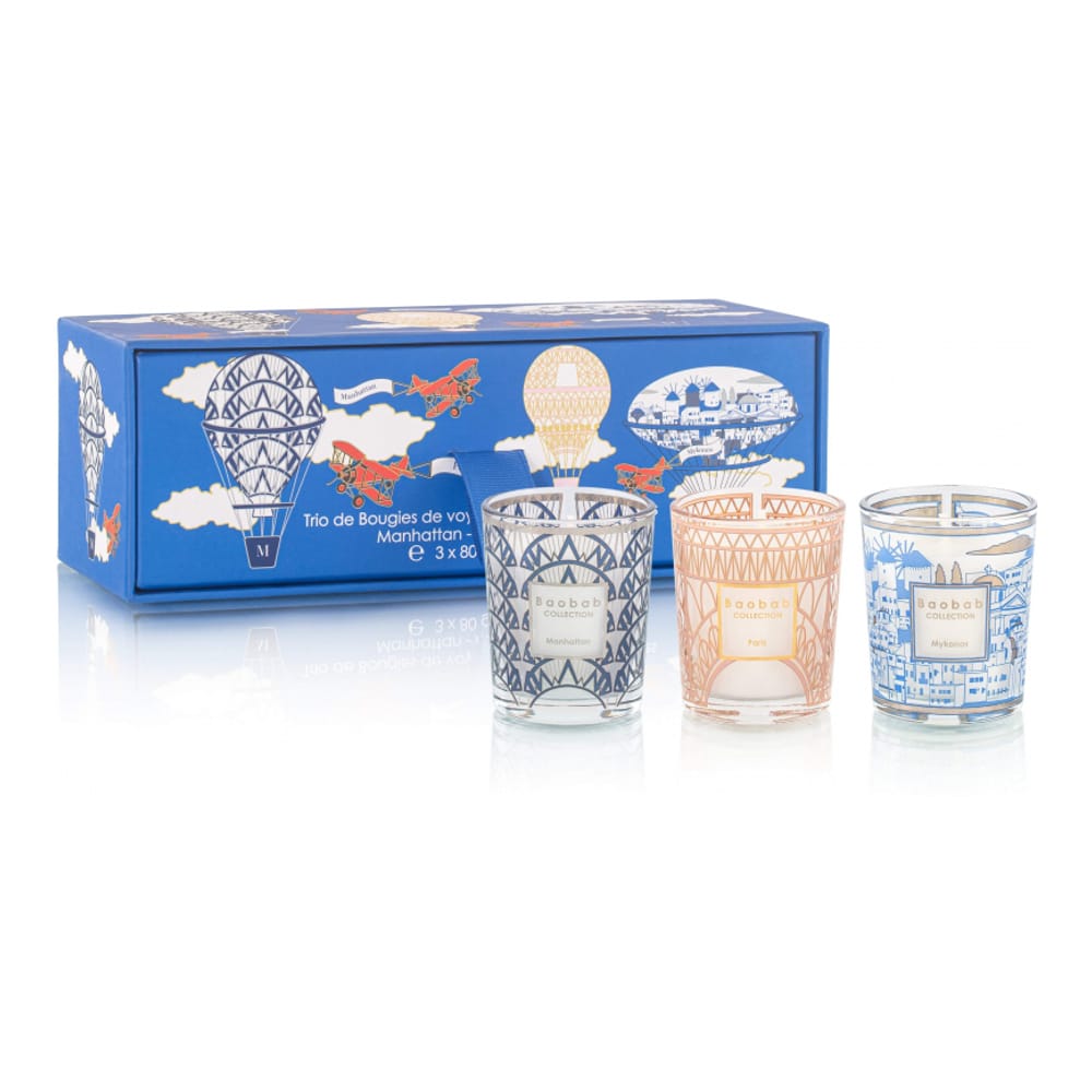 Baobab collection - Set de bougies 'Trio MFB Manhattan,Paris,Mykonos Max 06' - 3 Pièces