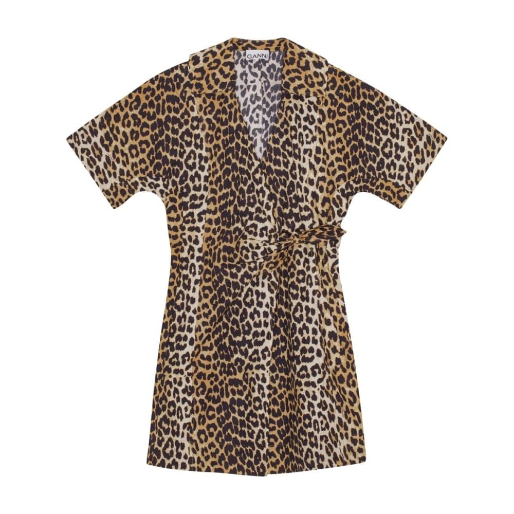 Ganni - "Robe mini 'Leopard-Print Wrap' pour Femmes"