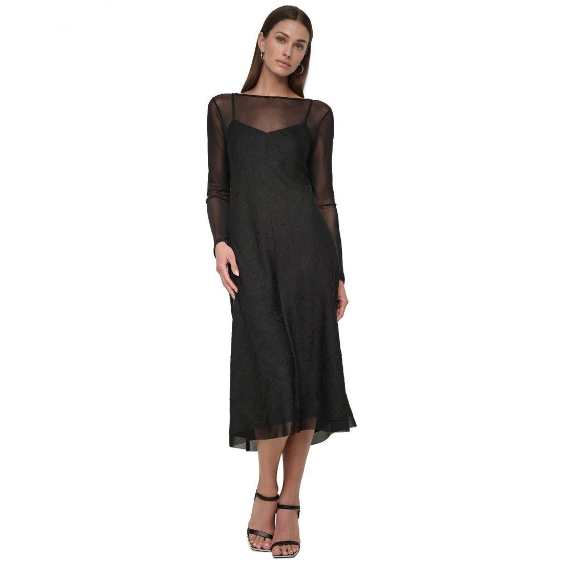 Dkny - Robe de soirée 'Illusion Long-Sleeve Crushed Charmeuse' pour Femmes