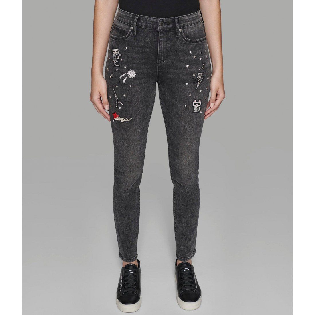 Karl lagerfeld paris - Jeans 'Whimsy Patch Grey Wash Jeans' pour Femmes