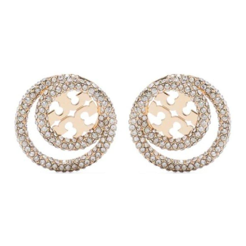 Tory burch - Boucles d'oreilles 'Double T Crystal-Embellished' pour Femmes