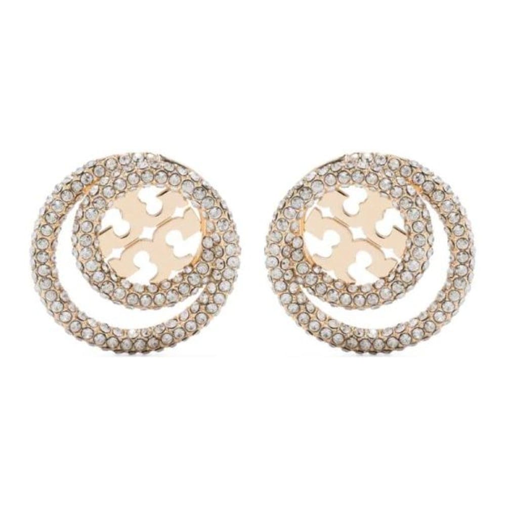 Tory Burch - Boucles d'oreilles 'Double T Crystal-Embellished' pour Femmes