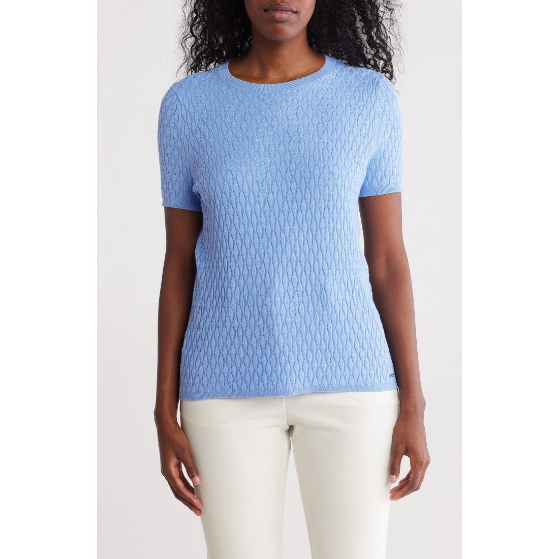 Calvin klein - 'Textured Short Sleeve Sweater' pour Femmes
